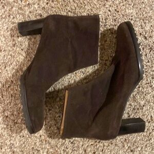 Ann Taylor Loft Ankle Suede Leather Heel Bootie Brown Women’s 8 1/2 Preloved